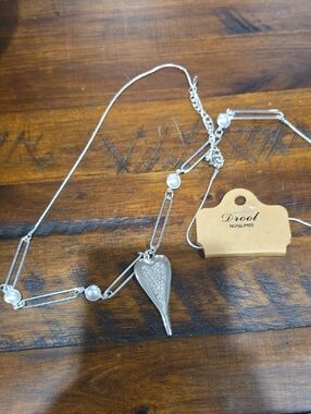 Silver Heart Pendant Necklace with Pearls